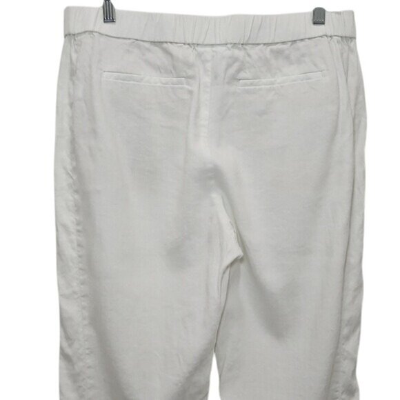 J. Jill Linen Stretch Pants Size Medium Petite White Casual Beachy Minimalist - Picture 7 of 9